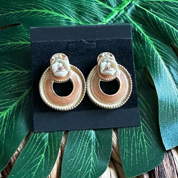 BOGO FREE ENAMELED DOOR KNOCKER EARRINGS CRYSTALS - Picture 1 of 5